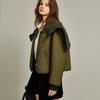 ELLE Casual Solid Color Hooded Long Sleeve Cotton Jacket Women jackets Green EF36275