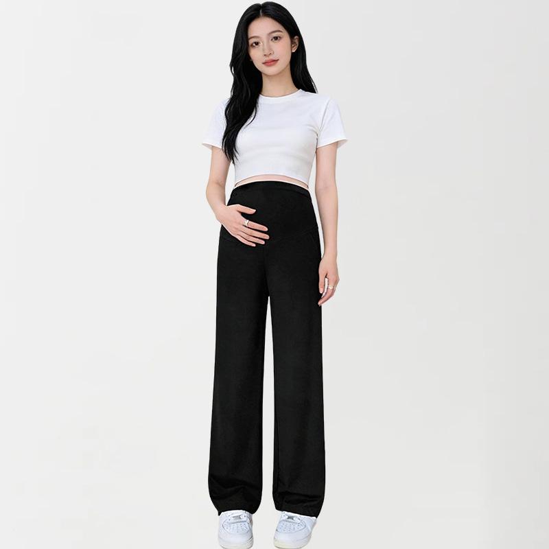 

High-Waisted Maternity Pants: Comfortable, Breathable, Wide-Leg, Straight-Leg, Loose, Cropped, and Long Options for Summer. M (under 110 jin)