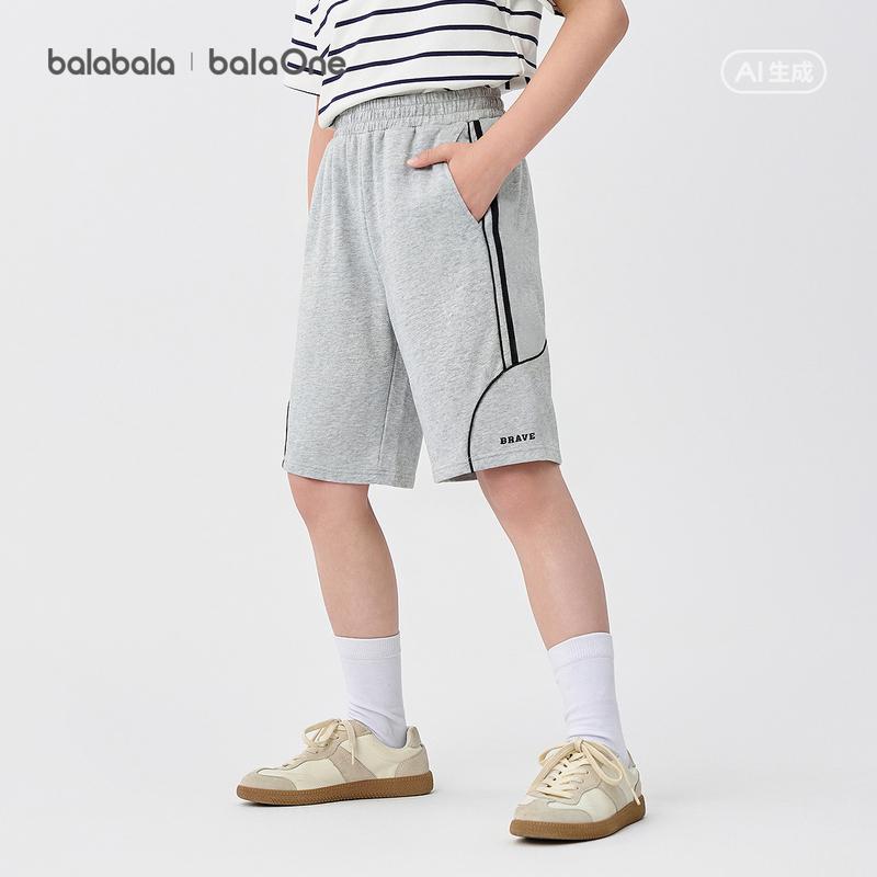 Balabala shorts for boys in summer, 2026 new straight leg sweatpants, made of pure cotton, comfortable and skin friendly