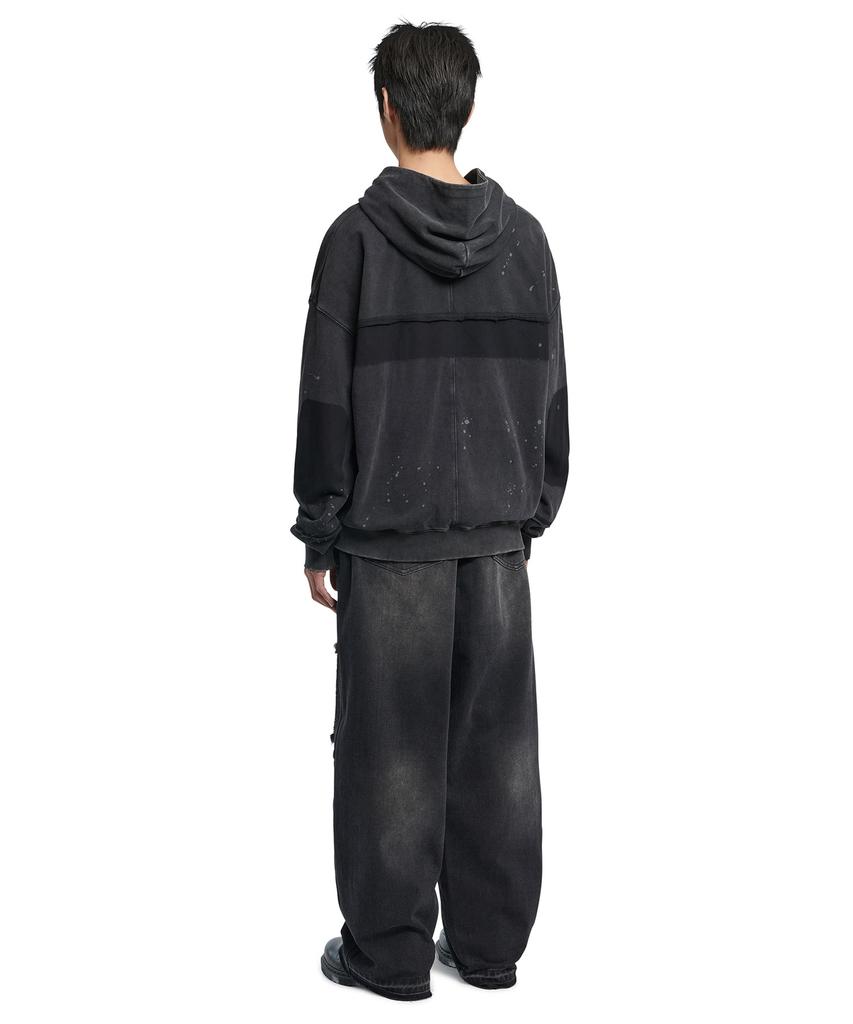 Nomanual Detached Patch Hooded Zip-Up - Washed Black