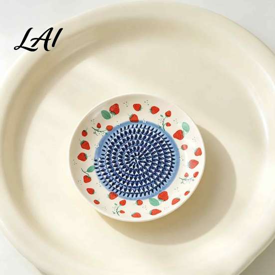 Kitchen Grater Tool Ceramic Garlic Plate Fruit Print Ginger Cheese Manual Grinder Vegetables Multi-function Mincer Dish for Onion Lemon,