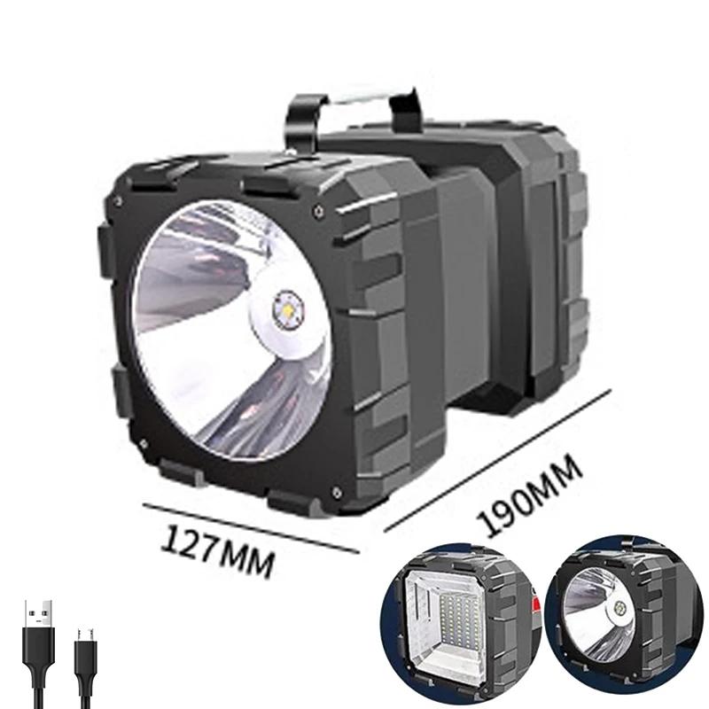 Super Bright LED Usb Rechargeable Double Head Searchlight Handheld Flashlight Work Spotlight Floodling Light Four Modes 10000mAh