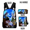 Classic Novelty School-Live 3D Print 3pcs/Set Pupil School Bags Laptop Daypack Backpack Inclined Shoulder Bag Pencil Case
