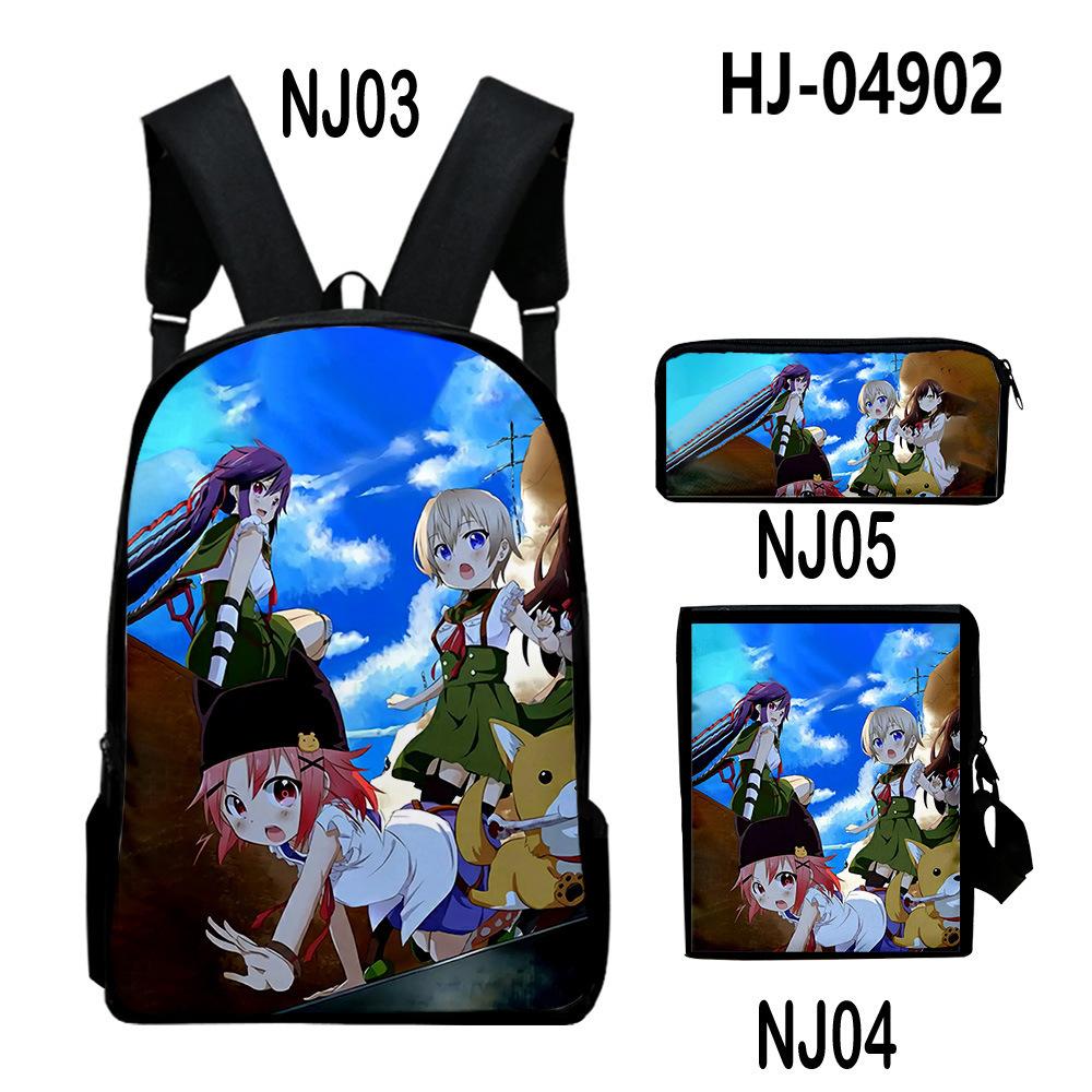 Classic Novelty School-Live 3D Print 3pcs/Set Pupil School Bags Laptop Daypack Backpack Inclined Shoulder Bag Pencil Case