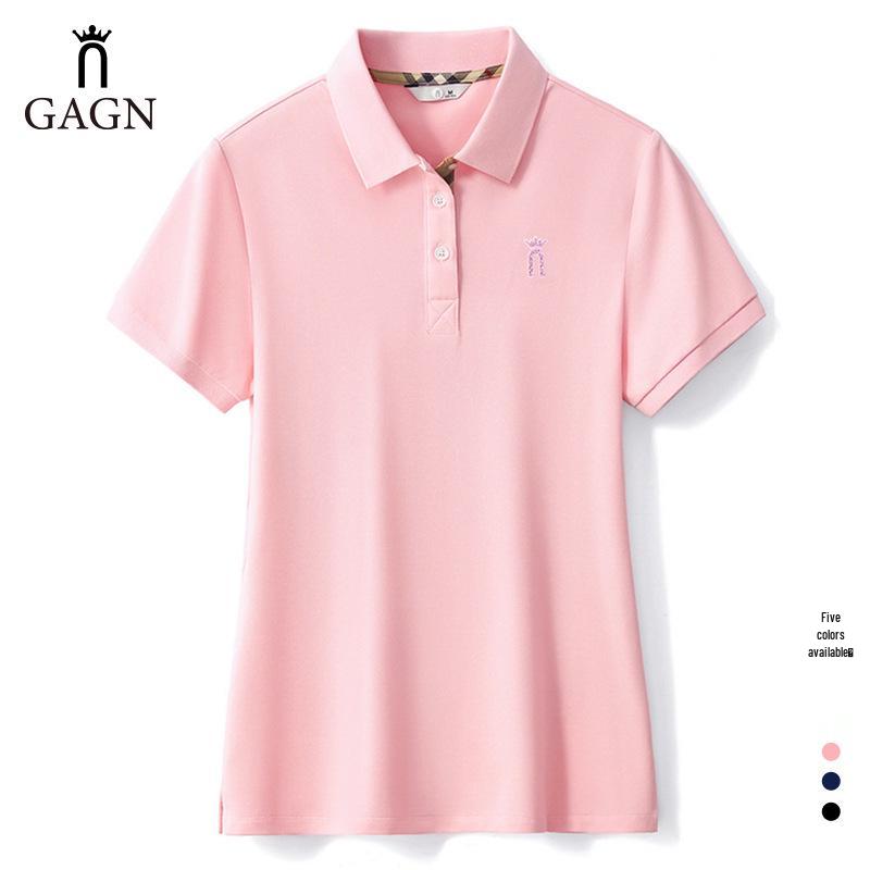 

Женская приталенная хлопковая рубашка-поло с коротким рукавом L