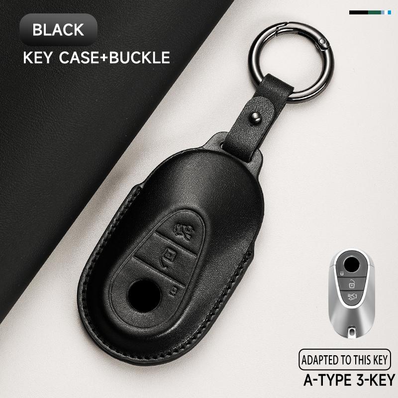 Genuine Leather Car Key Case Cover Key Bag For  Mercedes Benz A C E S G Class GLC CLE CLA GLB GLK GLS Protect Set Accessories