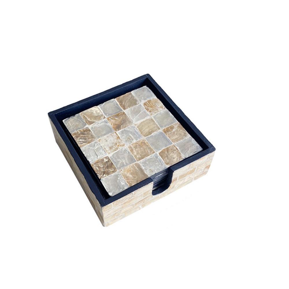 6 Pcs Square/Round Colorful Shell Coaster Patchy Teacup Mat Craft Placemat Dish 6 Pcs Style C