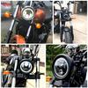 Headlight 5.75 Inch Black Halo Angel Eyes LED For Harley Sportster 1200 883 Street Softail Dyna 5-3/4" Projector Round Headlamp