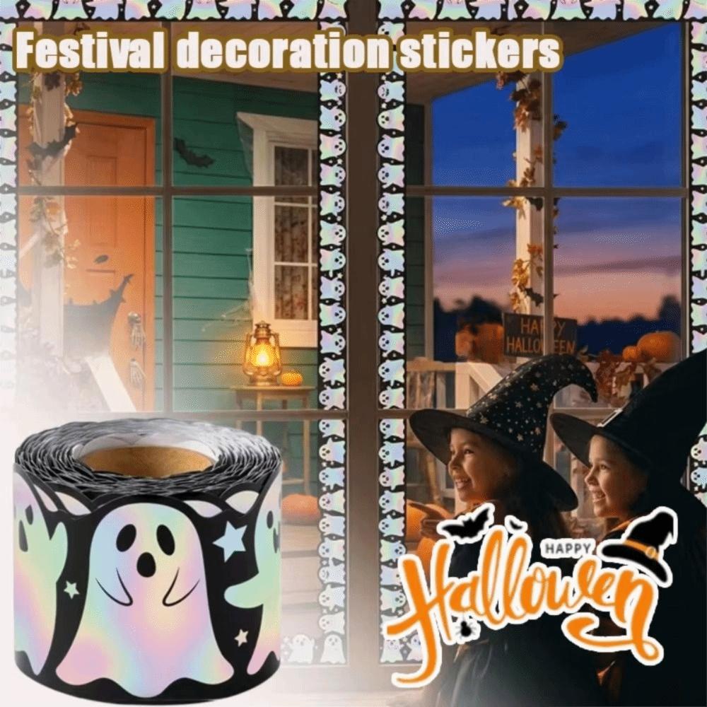 Waterproof Self-Adhesive Ghost Sticker Iridescent Holographic Decals Halloween Border Trim  Office