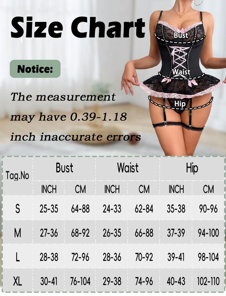 Lace Babydoll Sexy Leg S [Maeau] Women's Lingerie, Leotard, Bodysuit, See-through Pajamas, Cute, Rings, Casual, Loungewear, Gift, Black,