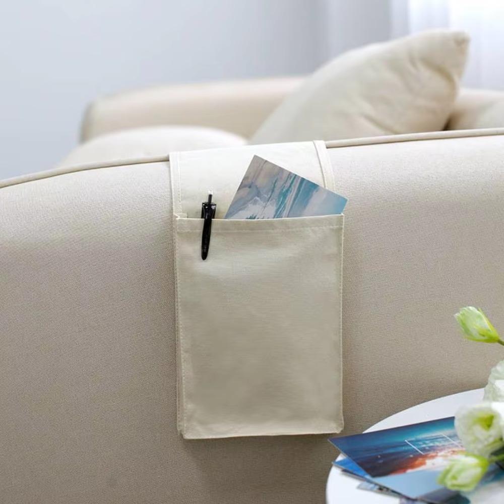 

Cotton Linen Hanging Bag with Pockets Home Organizer for Remote Control Bed Sofa Desk TV Holder бежевый