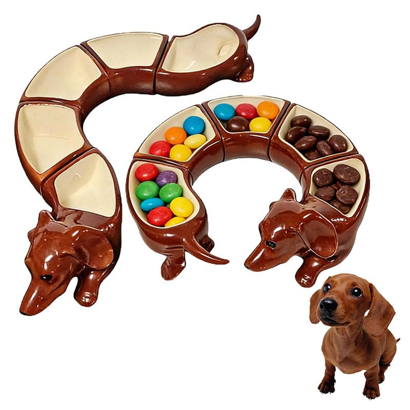 Serving Tray With Dividers Dachshund Design 5 Section Storage Organizer Served Tray With Compartment Set For Home Kitchen Supply