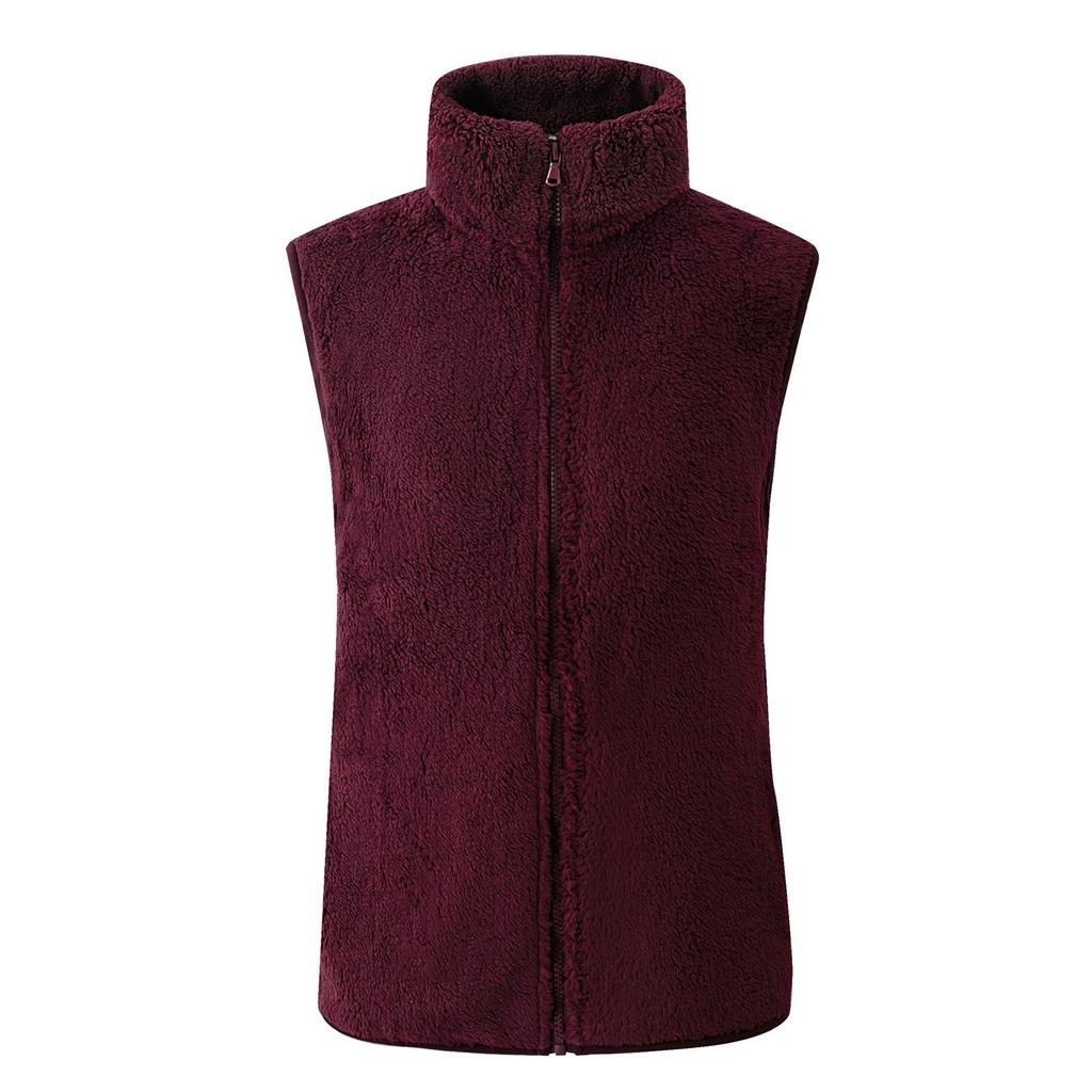 Dame-vest/vinter-vest i fleece-vest, fleece-vest, klips fortykket vest