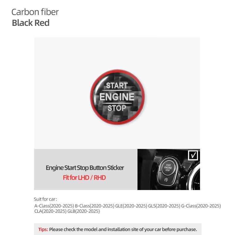 

Carbon Fiber Engine Start Stop Button Sticker For Mercedes Benz CLA A B G Class GLE GLS GLB 2020-2026 Car Interior Accessories