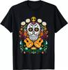 Flower Guitar Skull Day of the Dead T-Shirt Gifts Mariachi Gift Tees S-3XL