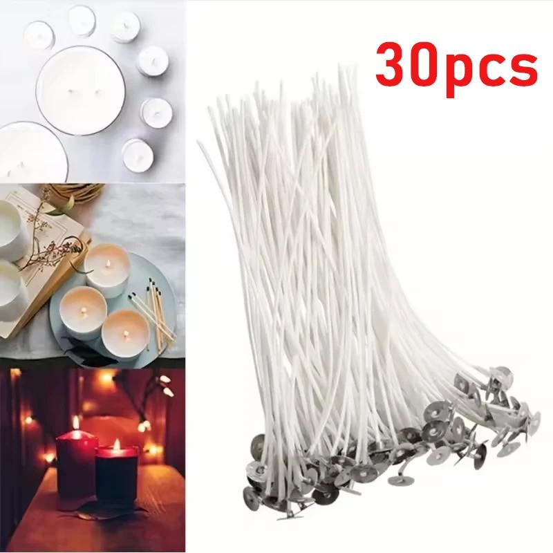 100 pezzi/30 pezzi Stoppini per Candele Senza Fumo Cera di Soia Anima in Puro Cotone Fai da Te Produzione di Candele Stoppino Pre-cerato Per Forniture per Feste
