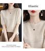 Women's Slim Fit Wool-Cashmere Sweater: Round Neck, Short Sleeve, Ideal for Autumn-Winter Layering