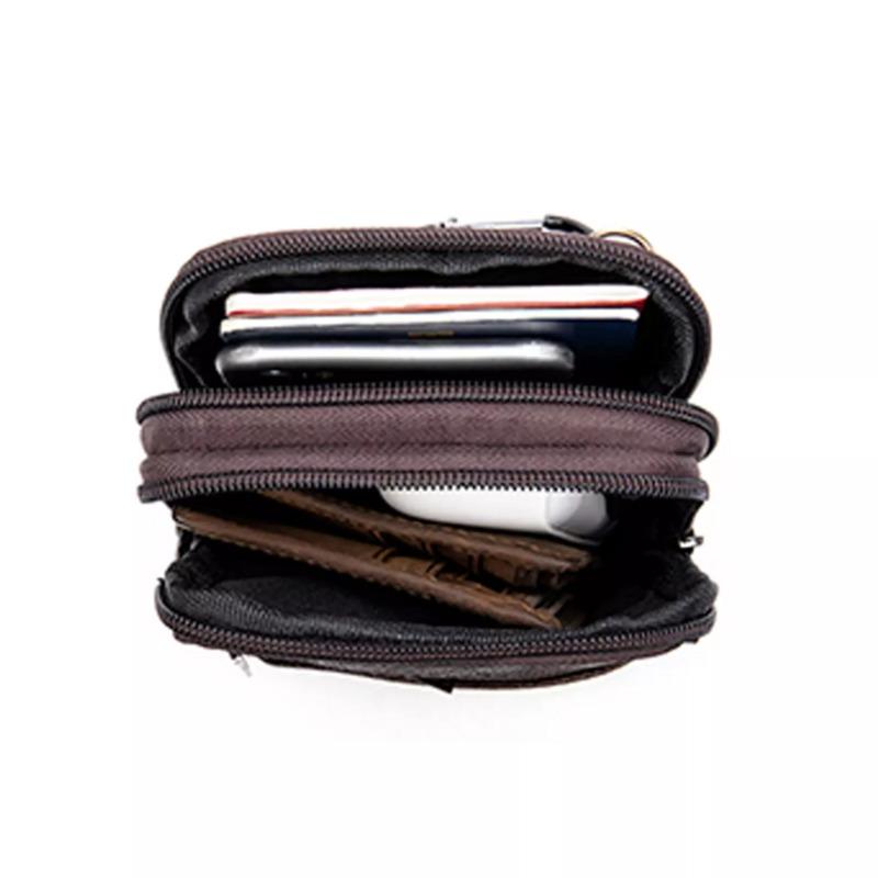 Men's Genuine Leather Crossbody Shoulder Bag Small Multi-pocket Messenger Bag