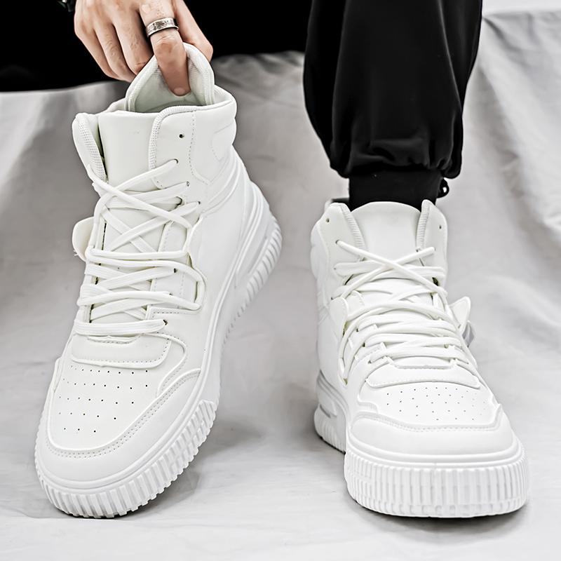 White Sneakers Men Men's Autumn Sneakers High Boots Men's Casual Shoes All-match Wear-resistant High-top White Shoes Loafers