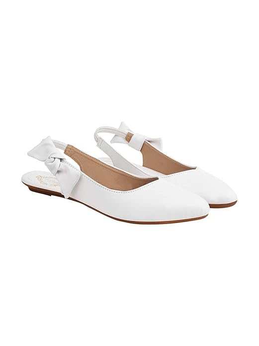 Женские туфли-балетки Shoetopia с острым носом и боковым бантом стильные и удобные Туфли-мюли на ремешке для повседневной носки и вечеринок EU40 235CM белый 2140₽