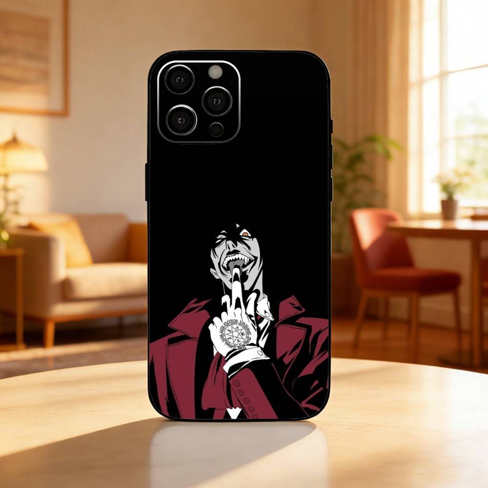 H-Hellsing Anime Cool Phone Case For iPhone17,16,15,14,13,12 Plus,Max Soft Silicone Black Cover