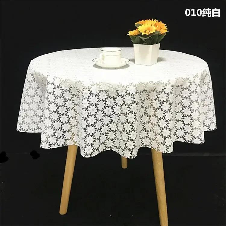 Pvc Desk Mat Printed Dustproof Table Cover Round Lace Table Waterproof Oil Resistant Scald Resistant Round Tablecloth