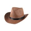 Summer new western cowboy hat men's beach play top hat straw hat breathable cool hat sun hat