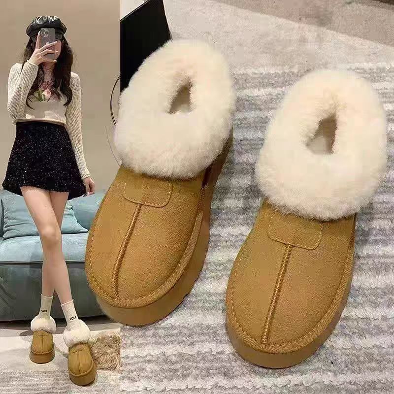 Women S Winter Short Platform Fleece Lined Bread Cotton Shoes