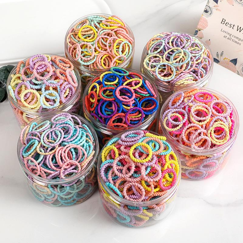 100Pcs Kids Colorful Mini Rubber Bands Elastic Hair Ties Small Seamless Ponytail Holders for Toddler Girls
