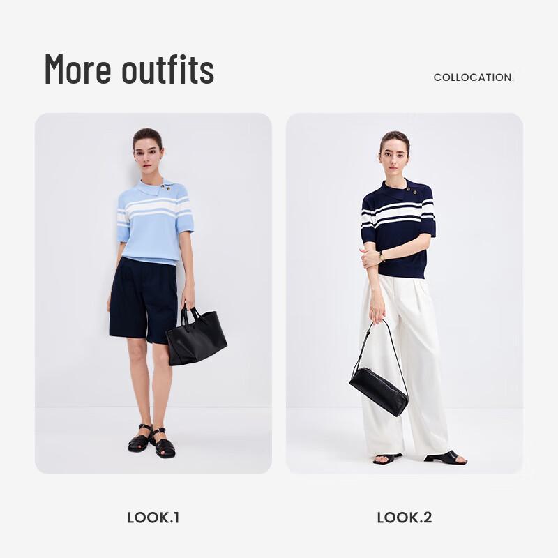 Navigare Women's Striped Knit Polo Shirt