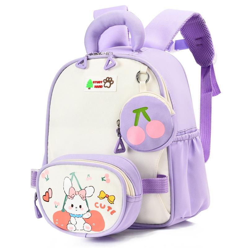 Children s schoolbag cartoon cute kindergarten schoolbag medium and large class baby light backpack boys and girls travel backpack фиолетовый