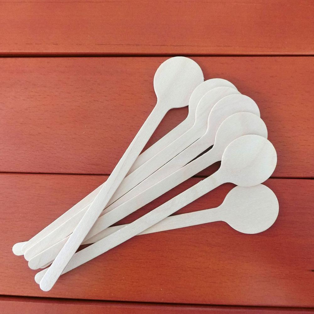100 Pcs Round Head Hot/Cold Drinking Stir Popsicle Wooden Coffee Swizzle Stick  Drink Shop