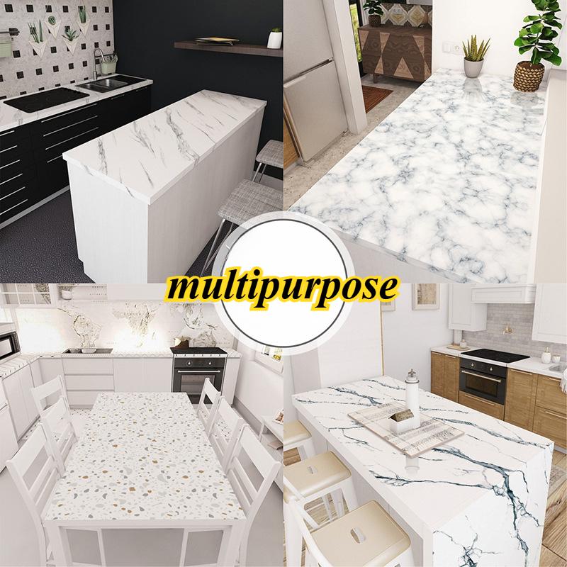 Marmor Kök Oljetät filmspis Vattentät Fuktsäker självhäftande tapet Bänkskåp Renovering Kakeldekal