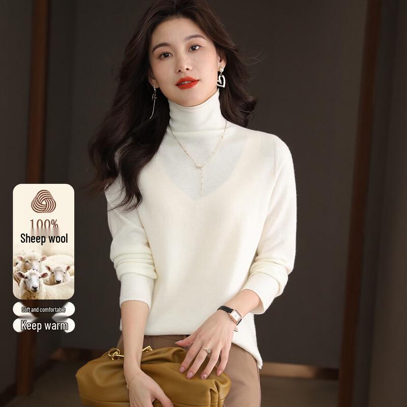 SNOWFLYING Women s 100% Lamb Wool High-Neck Sweater XL