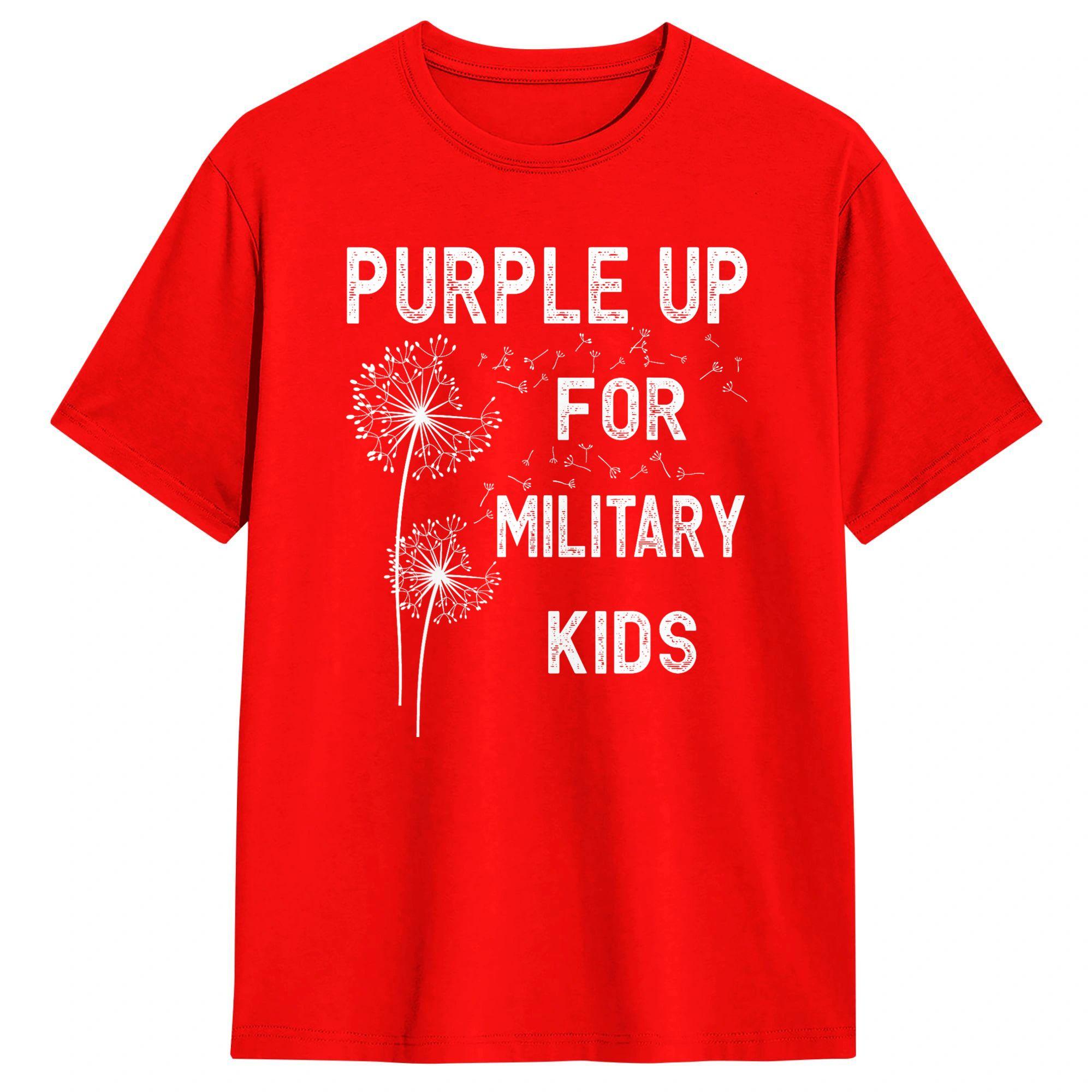 Purple Up For Military Kids TShirt Summer Month Of The Military Child Cotton T Shirts For Unisexs Print Tee Shirt Clothes S