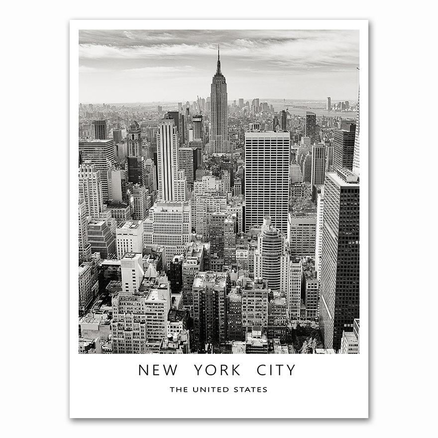 Black White Canvas Painting World City Landscape Paris London New York Poster Prints Nordic Style Wall Art Picture Home Decor