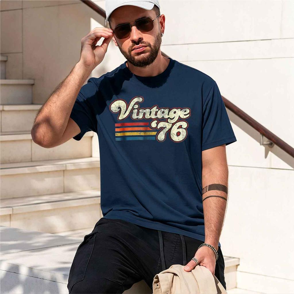 Vintage 1976 Birtay Tshirt Retro Casual Unisexs Clothing Vintage Clothes Camiseta Streetwear Ropa Hombre 2026 New Model Shortslee