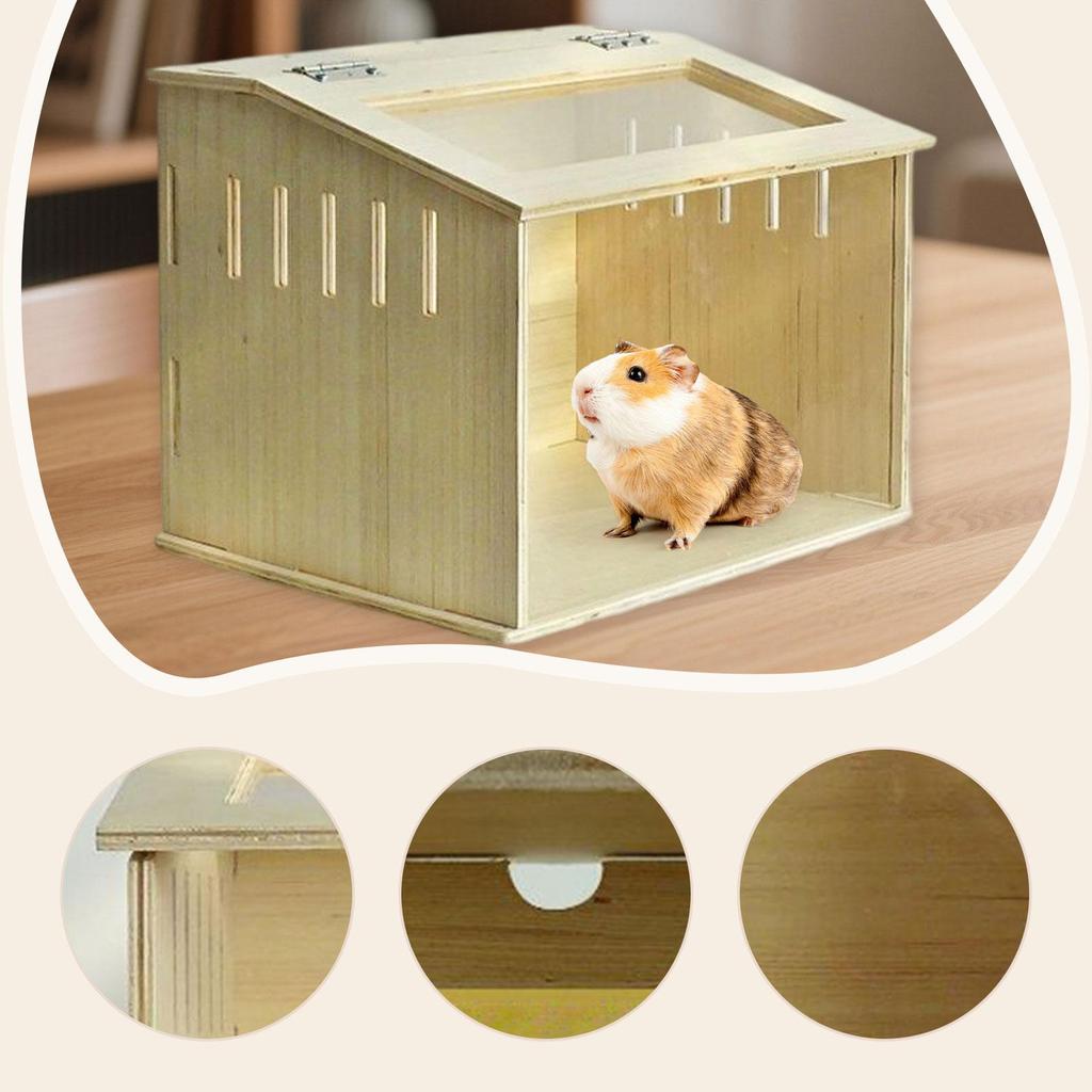 Wooden Hamster Cage with Ventilation Window Small Animal Habitat Brooder Box for Guinea Pig Chick Birds