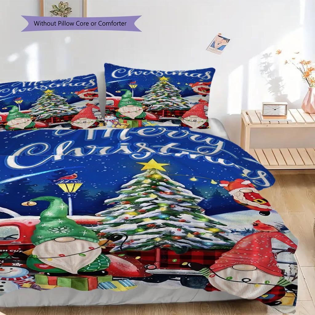 1PC Christmas theme pattern Bedding Quilt Set Quilt Cover Pillowcase Home Decoration Birthday Gift (1 * duvet cover + 2 * pillowcase, without core)
