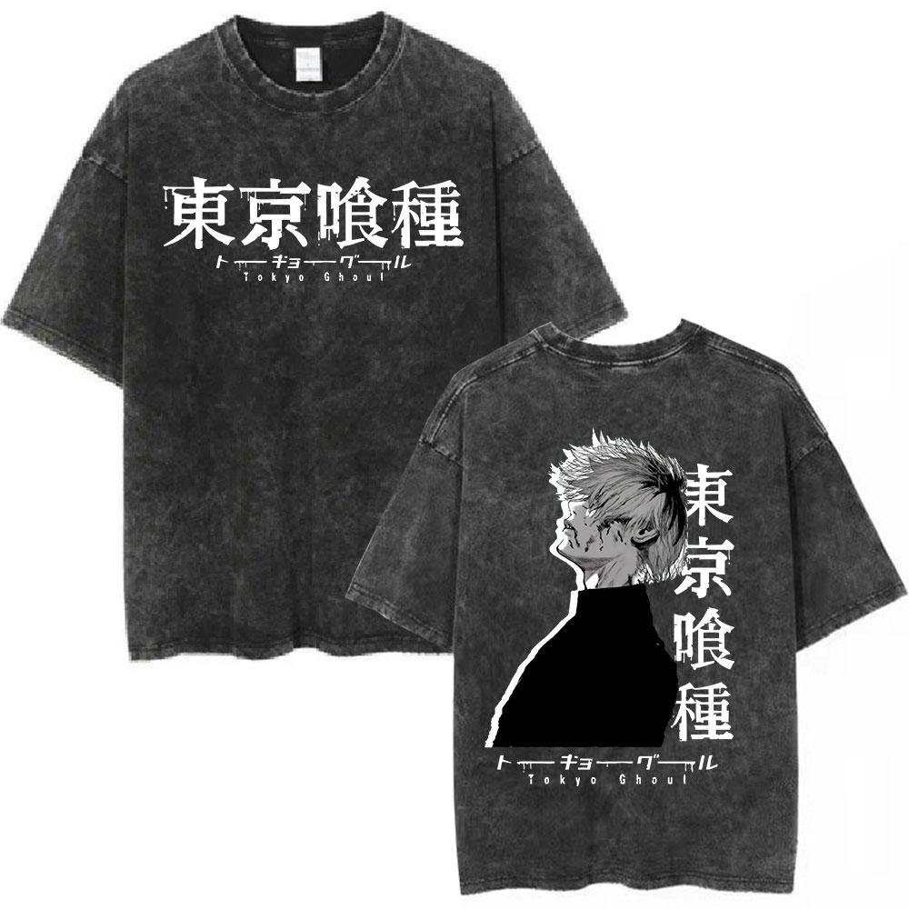 

Anime Tokyo Ghoul Kaneki Ken Vintage Washed T Shirt Men Women Clothing Fashion Tshirt High Quality Cotton Short Sleeve Tshirts S