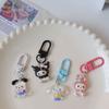 Sanrio Anime Hello Kitty Transparent Fine Flashing Keychain Cartoon Cinnamon Dog Kuromi Melody Bag Pendant Cute Key Accessories