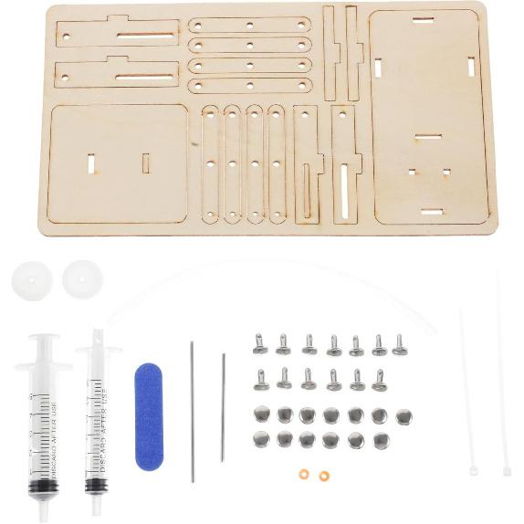 Toyvian Creative Science Toy for Kids, Wooden Hydraulic Lift Model Assembly Puzzle, Educational DIY Mechanical Kit, Stem Learning Toy for Boys and