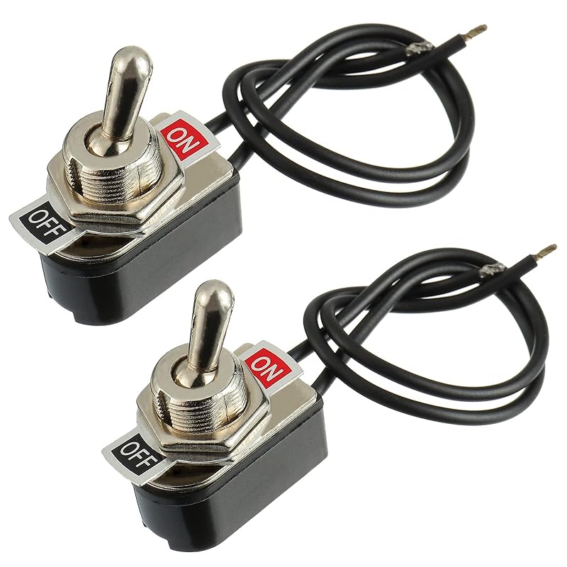 Heavy Duty Toggle Switch SPST 2 Pin ON/Off Rocker Toggle Switch 6A/125V 3A/250V for Car Truck Boat Marine Black Shell(1PCS)