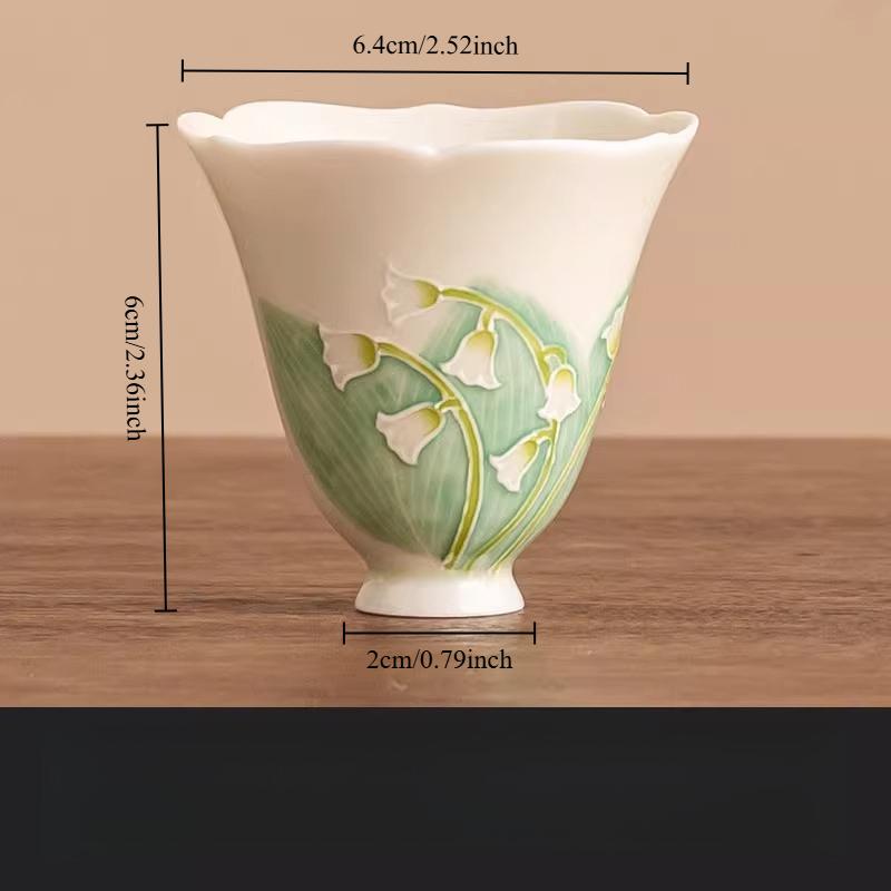 

Hand Drawn Bell Orchid Sunflower Mouth Cup Home Serving Tea Cup Tasting Tea Cup 52ml