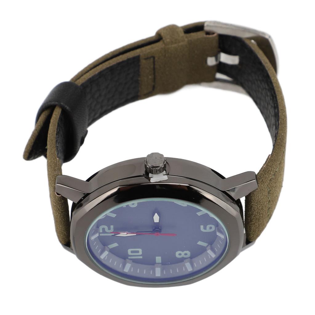 Men Analog Watch Fashion Casual PU Leather Strap Round Face Mineral Glass Easy Reading Quartz Wrist Watch for Indoor Outdoor Activities
