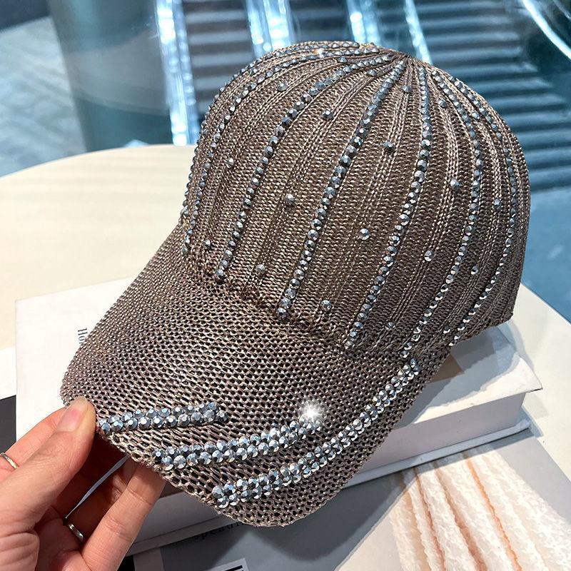 

Гламурная бейсболка со стразами — роскошное мерцание для стиля и защиты от солнца, дышащая, трикотажная мягкость — универсальная повседневная одежда M(56-58cm)
