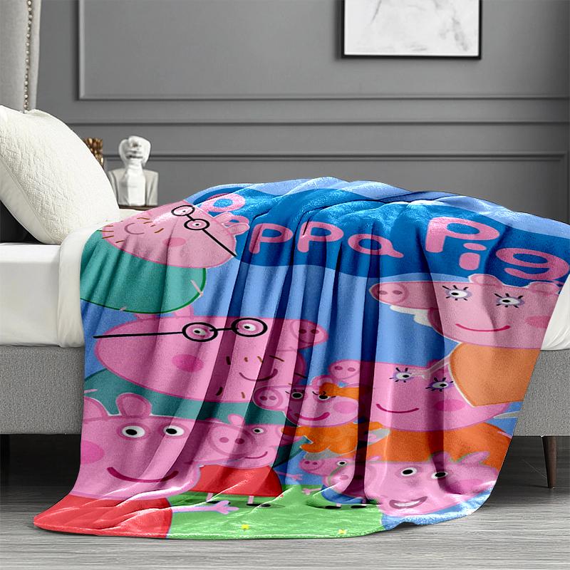 Peppa Pig Print Blanket - Soft & Comfortable, for Bedroom, Travel, Sofa, Home Decoration - Birthday Christmas Gift for Friend