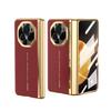 Luxe Leer Verguld Frame Scharnierende Gehard Glas Beschermfolie Hoesje voor Honor Magic V6 V 5 Magic V3 All-inclusive Cover