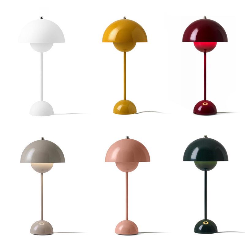 Nordic Modern Mushroom Bedside Lamp by Danish Designer - Creative Floral Bud Style for Bedroom or Wedding Decor.