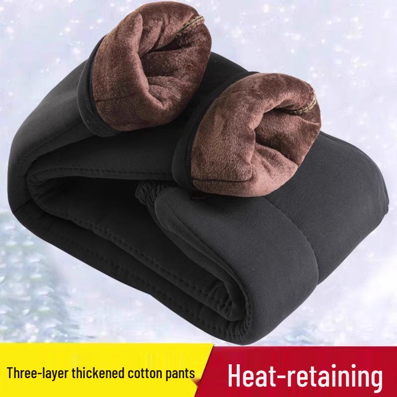 Warm Fleece-Lined Floral Pants for Elderly Women, Loose Fit, Thick Cotton, Ideal for Outdoor Wear